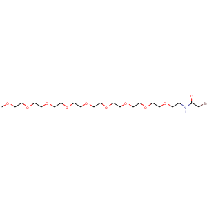 Chemical structure of BrCH2CONH-PEG8-OMe , AChemBlock AD286652
