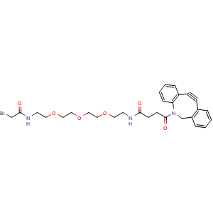 Chemical structure of BrCH2CONH-PEG3-NHCO-DBCO , AChemBlock AD286655