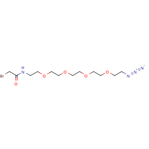 Chemical structure of BrCH2CONH-PEG4-N3 , AChemBlock AD286658
