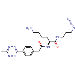 Chemical structure of Azido-methyltetrazine di-arm linker , CAS 2861998-16-3, AChemBlock AD286669