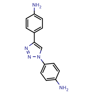 Chemical structure of 4,4'-(1H-1,2,3-Triazole-1,4-diyl)dianiline , CAS 2222209-20-1, AChemBlock AD286671