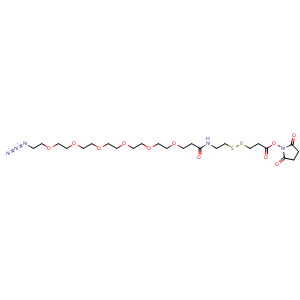 Chemical structure of Azide-PEG6-CONH-SS-NHS , AChemBlock AD286683