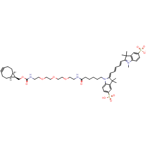 Chemical structure of diSulfo-Cy5-PEG3-BCN , AChemBlock AD286702