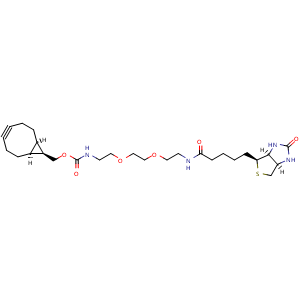 Chemical structure of endo-BCN-PEG2-biotin , CAS 1393600-24-2, AChemBlock AD286725