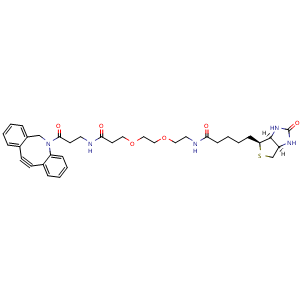 Chemical structure of DBCO-NHCO-PEG2-biotin , AChemBlock AD286740