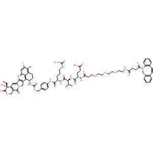 Chemical structure of DBCO-PEG3-EVC-exatecan , AChemBlock AD286763
