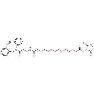 Chemical structure of DBCO-PEG3-OCH2-NHS ester , AChemBlock AD286770