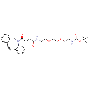 Chemical structure of DBCO-PEG2-NHBoc , CAS 2377004-08-3, AChemBlock AD286771