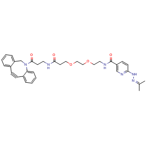 Chemical structure of HyNic-PEG2-Amino-DBCO , CAS 2741281-12-7, AChemBlock AD286784