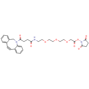 Chemical structure of DBCO-PEG3-CH2CO-NHS ester , CAS 2249926-63-2, AChemBlock AD286785