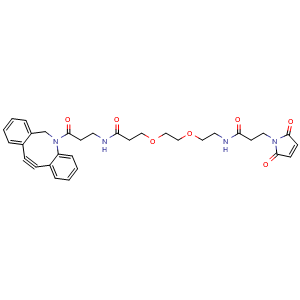 Chemical structure of DBCO-PEG2-maleimide , CAS 2698339-31-8, AChemBlock AD286812