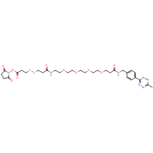 Chemical structure of Methyltetrazine-PEG4-SS-NHS ester , CAS 2656478-52-1, AChemBlock AD286822