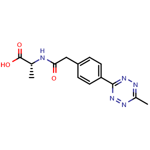 Chemical structure of (2-(4-(6-Methyl-1,2,4,5-tetrazin-3-yl)phenyl)acetyl)-D-alanine , AChemBlock AD286823