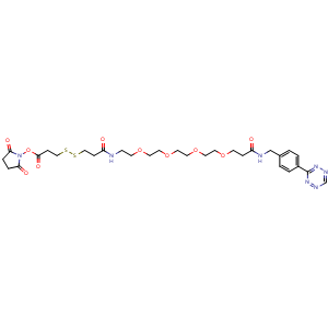 Chemical structure of Tetrazine-PEG4-SS-NHS ester , AChemBlock AD286824