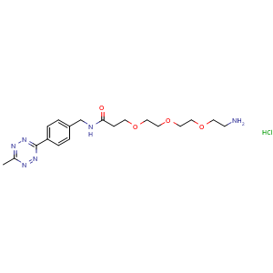 Chemical structure of Methyltetrazine-NHCO-PEG3-amine HCl salt , AChemBlock AD286832