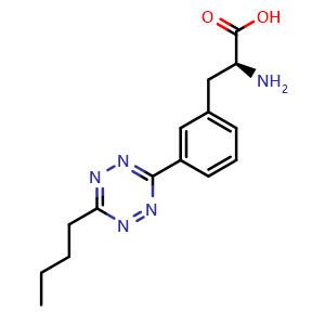 Chemical structure of (S)-2-Amino-3-(3-(6-butyl-1,2,4,5-tetrazin-3-yl)phenyl)propanoic acid , CAS 2036323-83-6, AChemBlock AD286833
