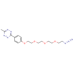 Chemical structure of Methyltetrazine-PEG4-azide , CAS 1802908-04-8, AChemBlock AD286838