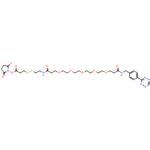 Chemical structure of Tetrazine-PEG5-SS-NHS ester , AChemBlock AD286852
