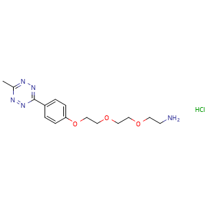 Chemical structure of Methyltetrazine-PEG3-amine HCl salt , AChemBlock AD286863