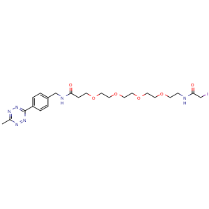 Chemical structure of Methyltetrazine-PEG4-iodoacetamide , AChemBlock AD286865
