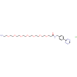 Chemical structure of Tetrazine-NHCO-PEG7-amine HCl salt , AChemBlock AD286869