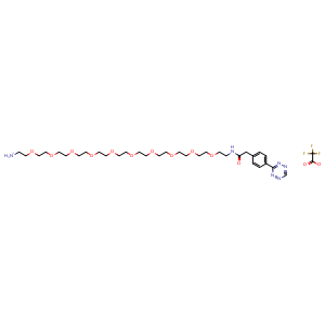 Chemical structure of Tetrazine-CONH-PEG10-amine TFA , AChemBlock AD286875