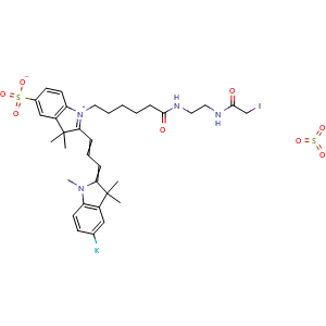 Chemical structure of Sulfo-Cy3-iodoacetamide , AChemBlock AD286877