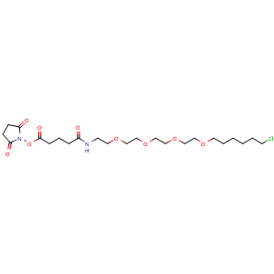 Chemical structure of Cl-C6-PEG4-NHCO-C3-NHS , AChemBlock AD286885