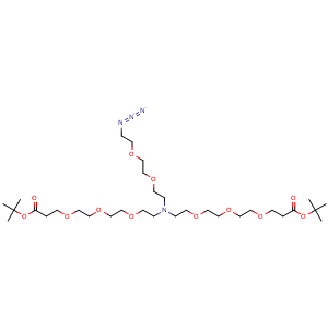 Chemical structure of N-(Azido-PEG2)-N-bis(PEG3-Boc) , AChemBlock AD286907