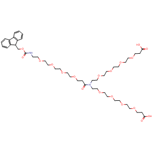 Chemical structure of Fmoc-NH-PEG4-N-Bis(PEG4-acid) , AChemBlock AD286914