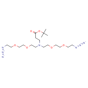 Chemical structure of N-C2H4COOtBu-N-Bis(PEG2-azide) , AChemBlock AD286917