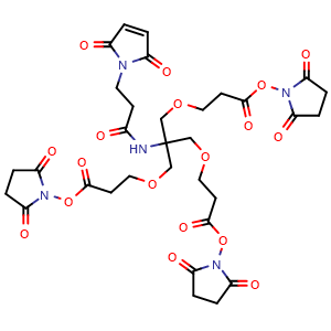 Chemical structure of Mal-amide-C-tri(CH2-PEG1-NHS ester) , AChemBlock AD286926
