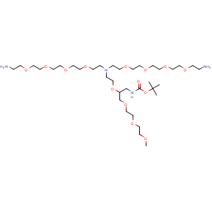 Chemical structure of N-(NHBoc-PEG4)-N-Bis(PEG4-amine) , AChemBlock AD286931