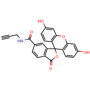 Chemical structure of 3',6'-Dihydroxy-3-oxo-N-(prop-2-yn-1-yl)-3H-spiro[isobenzofuran-1,9'-xanthene]-6-carboxamide , CAS 478801-49-9, AChemBlock AD286939