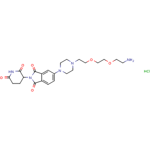 Chemical structure of Thalidomide-piperazine-PEG2-NH2 hydrochloride , CAS 2357110-15-5, AChemBlock AD286958