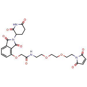 Chemical structure of Thalidomide-O-amido-PEG2-Mal , AChemBlock AD286966
