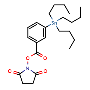 Chemical structure of N-Succinimidyl-3-(tri-n-butylstannyl)benzoate , CAS 112725-22-1, AChemBlock AD286998