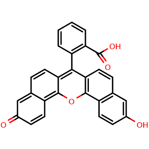 Chemical structure of 2-(11-Hydroxy-3-oxo-3H-dibenzo[c,h]xanthen-7-yl)benzoic acid , CAS 51517-45-4, AChemBlock AD287001