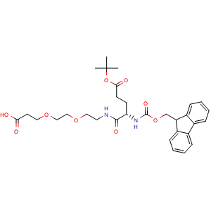 Chemical structure of Fmoc-Glu(OtBu)-CONH-PEG2-propanoic acid , CAS 1615680-06-2, AChemBlock AD287002