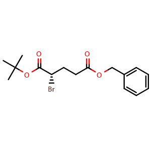 Chemical structure of 5-Benzyl 1-(tert-butyl) (S)-2-bromopentanedioate , CAS 873201-11-7, AChemBlock AD287003