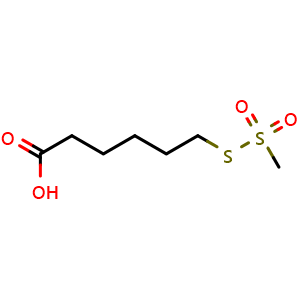 Chemical structure of 6-((Methylsulfonyl)thio)hexanoic acid , CAS 76078-72-3, AChemBlock AD287011