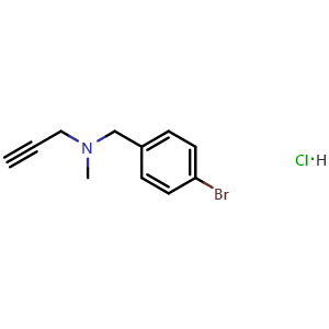 Chemical structure of N-(4-Bromobenzyl)-N-methylprop-2-yn-1-amine hydrochloride , CAS 880-10-4, AChemBlock AD287012