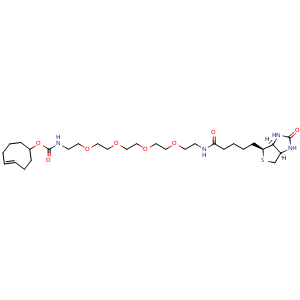 Chemical structure of (4E)-TCO-PEG4-biotin , CAS 2183440-30-2, AChemBlock AD287014