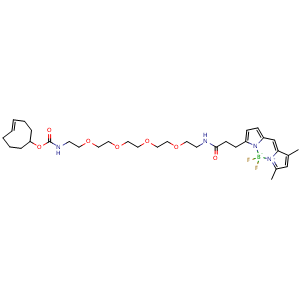 Chemical structure of BDP FL-PEG4-(4E)-TCO , CAS 2183473-16-5, AChemBlock AD287016