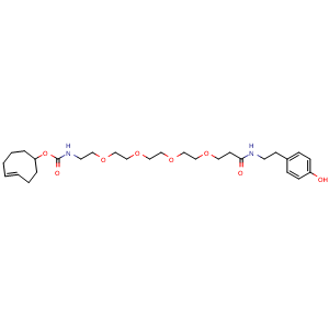 Chemical structure of (4E)-TCO-PEG4-NH-CH2CH2-4-Phenol , CAS 2171097-98-4, AChemBlock AD287023