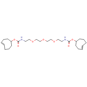 Chemical structure of (4E)-TCO-PEG3-(4E)-TCO , CAS 2243569-22-2, AChemBlock AD287028