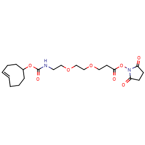 Chemical structure of (4E)-TCO-PEG2-NHS ester , CAS 2250217-33-3, AChemBlock AD287039