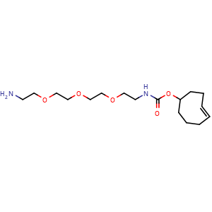 Chemical structure of (4E)-TCO-PEG3-amine , AChemBlock AD287046
