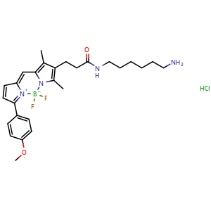 Chemical structure of BDP TMR amine hydrochloride , CAS 2183473-09-6, AChemBlock AD287081