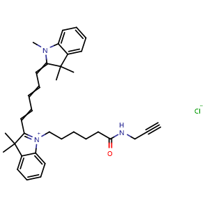 Chemical structure of Cyanine5 alkyne , CAS 1223357-57-0, AChemBlock AD287094